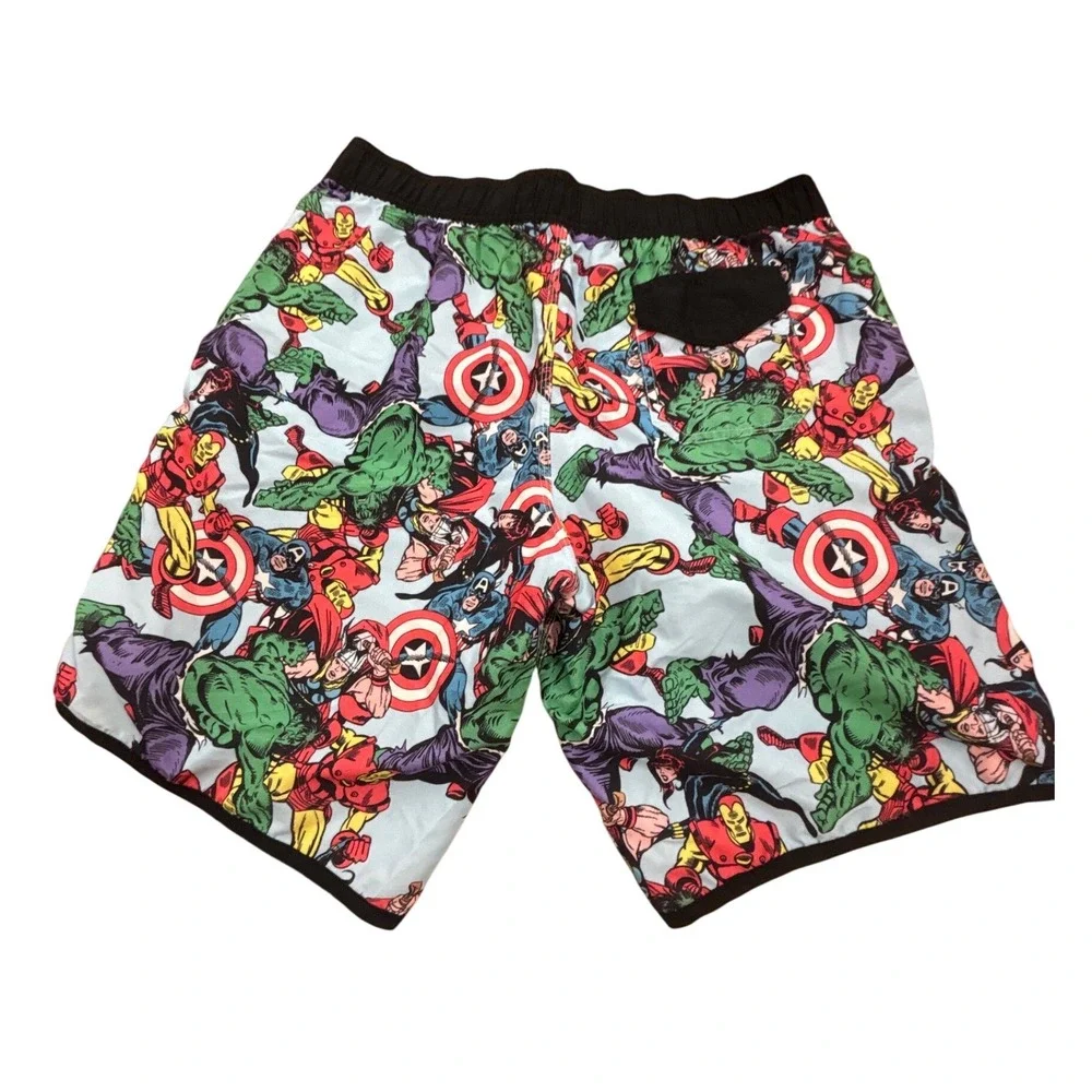 Marvel Comics Avengers Board Shorts Mens Blue All Over Print Swim Trunks 32